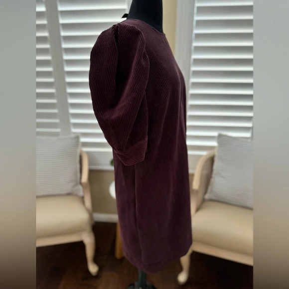 Who What Wear | Corduroy Puff Short Sleeve Mini Dress Wine Tasting - Size XS - Picture 4 of 7